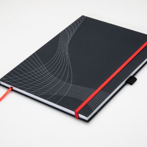 Hardcover Buch mit Gummiband, Stiftehalter u. Lesezeichen